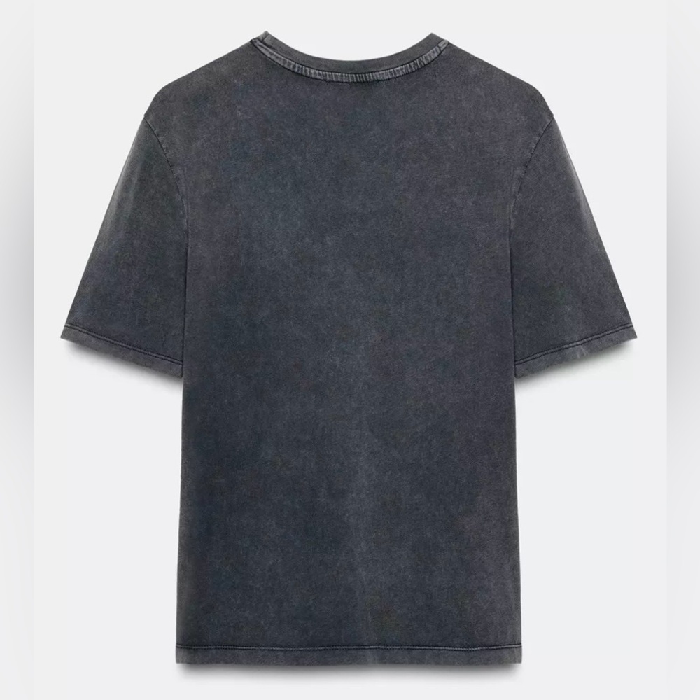 Zara Anthracite Gray T-Shirt With Rhinestones & Bows | XL | Cotton | NWT - Picture 6 of 14